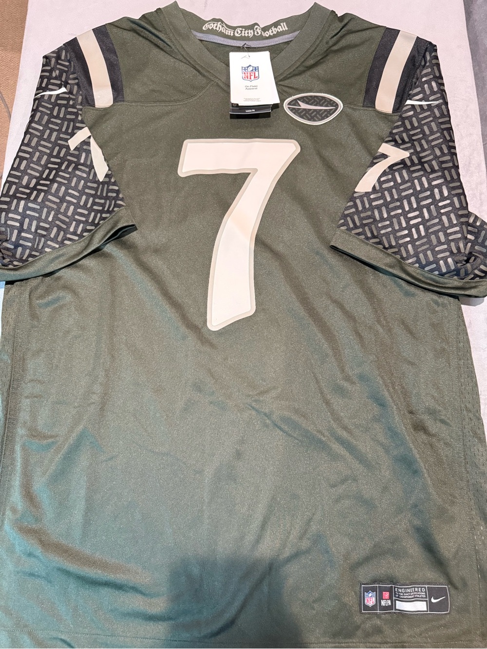 NFL Men's Dark Olive Green #7 Football Jersey with Cream Accents
